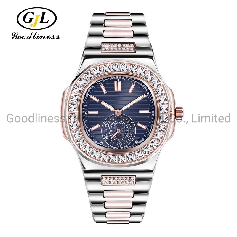 2021 New Hip Hop Jewelry Iced out Rhinestones Quartz Watches Stainless Steel Roman Watches 18K Gold Diamond Bezel Elite Watch