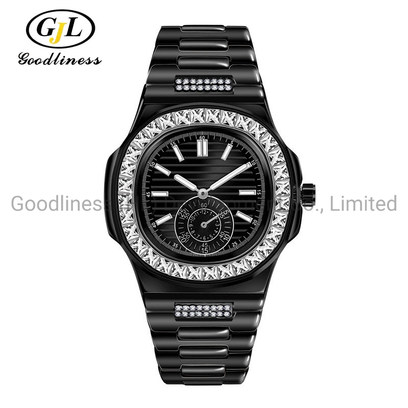 2021 New Hip Hop Jewelry Iced out Rhinestones Quartz Watches Stainless Steel Roman Watches 18K Gold Diamond Bezel Elite Watch