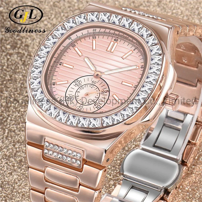 2021 New Hip Hop Jewelry Iced out Rhinestones Quartz Watches Stainless Steel Roman Watches 18K Gold Diamond Bezel Elite Watch